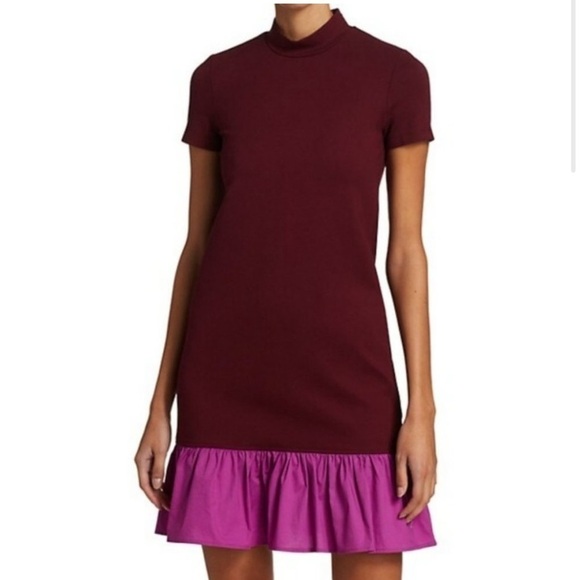 STAUD ‘Diam’ mock neck dress with ruffle hem, size Large - Picture 1 of 9